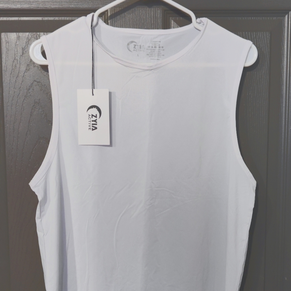 White Slit Muscle Tank